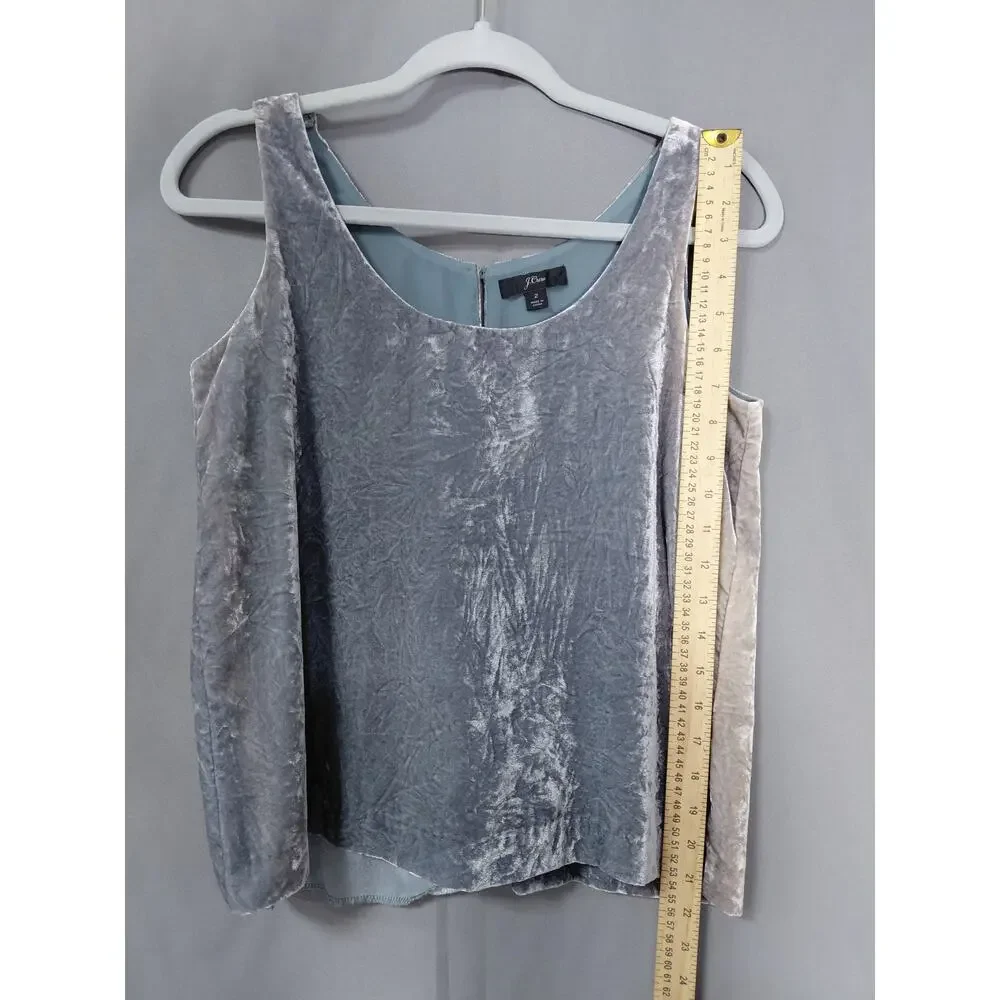 J.Crew Gray Scoop Neck Velvet Sleeveless Lightweight Tank Women Size 2